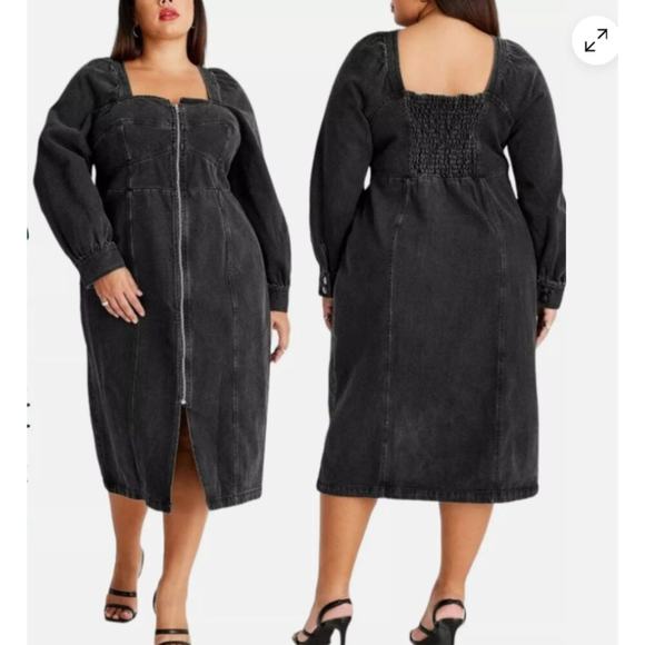 Elegant Black Midi Dress - Picture 4 of 9